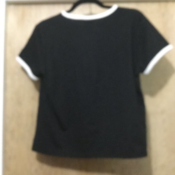 NWT Band Tee graphic Rolling Stones wringer tee size large cropped cotton blend - Picture 5 of 5